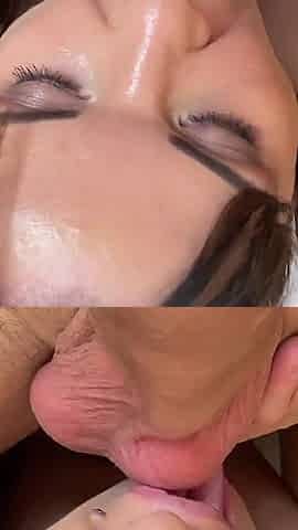 Hot MILF Pob Blowjob in White Stockings