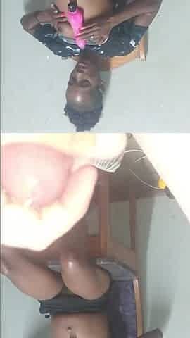 Hot Black Girl Masterbate with Vibrator While Watch Husband & Wife Fuck Doggystyle Position