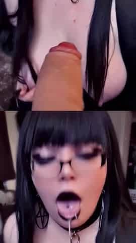 Self Degrading Goth GF Gets 4 Loads