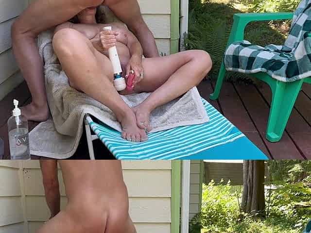Filthy throat cum wench wife groans with toys and jock, load on face.