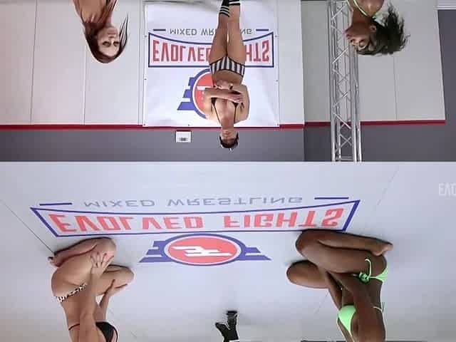 Lesbo Wrestling match - Paris Love vs Sarah Brooke - who can pleasure the most.