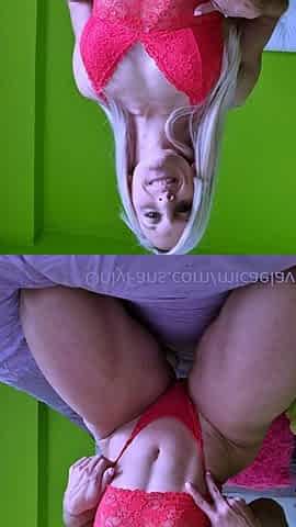 Mega breasted MILF blonde fingers her chubby cunt