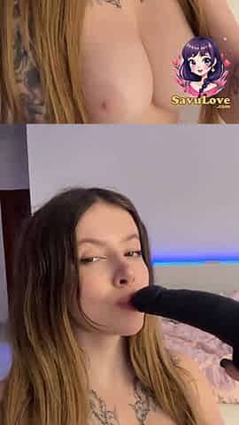 Adrianna Savu gargles a big ebony dildo, making it the hottest XXX scene!