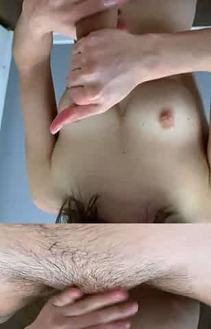 Small titted brunette amateur anal nailed at home