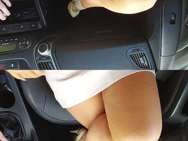 Horny MILF in Heels Spreads Her Legs and Seduces the Taxi Driver on the Way to the Office