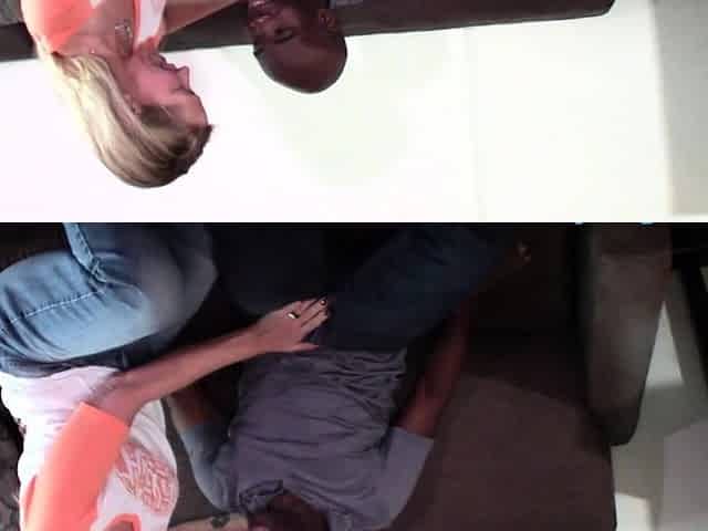 Amateur blonde gives great handjob