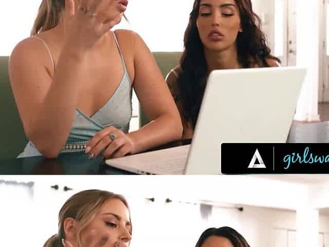 GIRLSWAY - PAWG Anna Claire Clouds Discovers Tattooed Roommate Vanessa Sky Watches Lesbo Porn