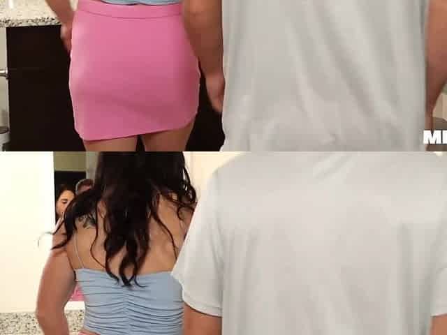 Muscular Brunette MILF Vanessa Arizona seduced teen guy to ride his cock after shower