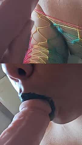 Latin chick marica practices her slobbery blowjobs with sex-toy