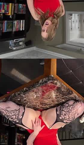 Blond pawg masturbating in on the dinner table
