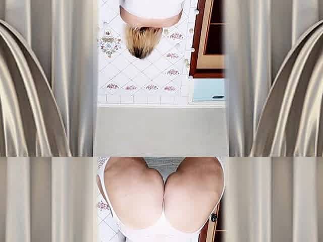 Hot Housewife Lukerya Flirts in an Open Transparent White Jumpsuit in the Kitchen.