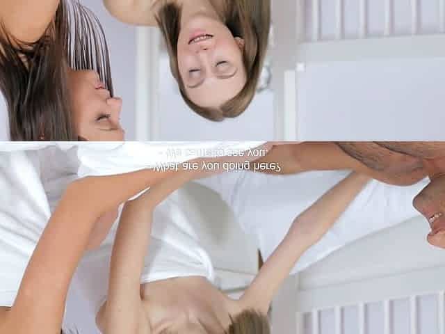 Brunette Teens Take Turns on a Morning Hardcore Blowjob