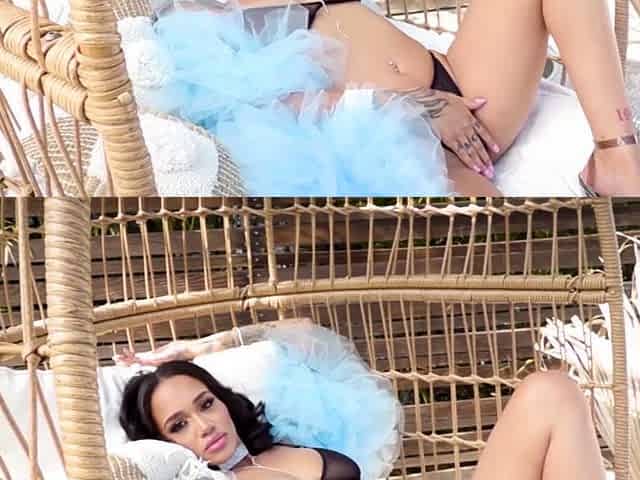 Big tits petite black MILF strip outdoor