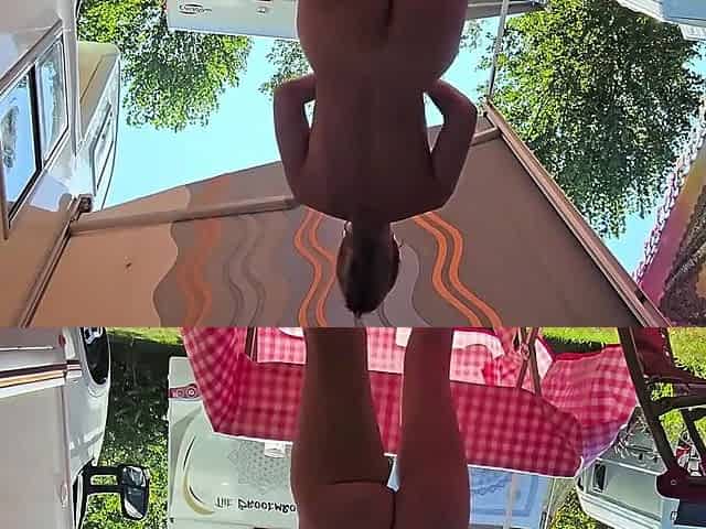 Alma Sol - Morning Workout At Nudist Camping: Fingering Squats And Squirt