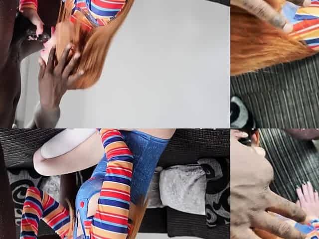 Sexy interracial teen enjoying black cock blowjob and fuck