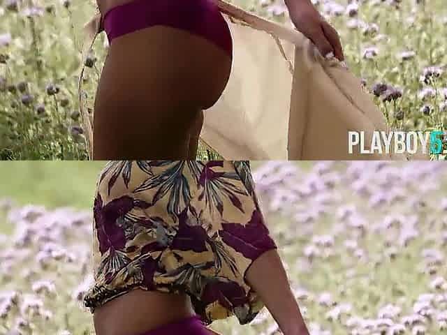 Large natural melons and firm round butt Hungarian Playboy model solo