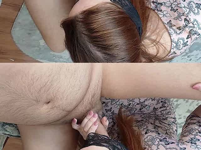 Wife Sucks Cock and Gets a Portion of Jizz in Her Throat to Drink