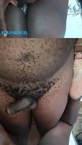 Home Alone Naked with My Sexy Ebony Petite Babe Grabbing and Stroking My Dick on Her Ass