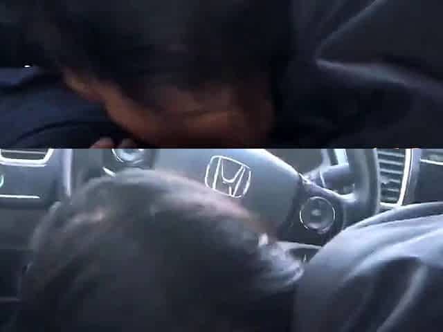 Asian Girl Sucks and Swallows in a Car