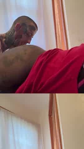 Ebony step mom getting her ass ATE by White Step Son While his dad is in the next room