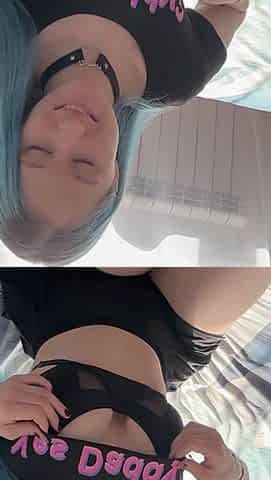Fuck Me, Stepdaddy! Blue-haired Slut Got Dick in Her Pussy and Was Drenched in Cum.