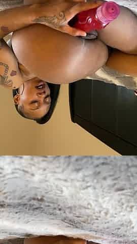 Sexy Ebony Plays with Pussy Pink Dildo Fuck