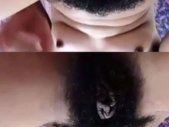 Bush pussy huge clit and nipples homemade close up