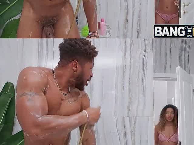 Caught Roomie Large Penis Shower