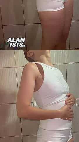Sexy shower in a crop top and shorts. wetlook