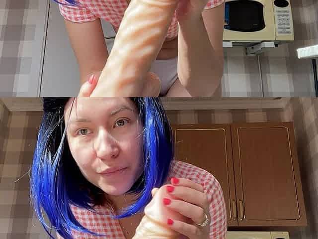 Dildo Monster. Giant Dildo. Huge Dildo. Blowjob with Saliva