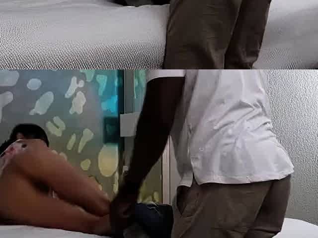 Skinny cuckold white wife picks up bbc cum from her smooth