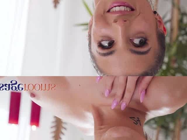 Alexis Crystal facesitting lesbian orgasm with a sexy Italian