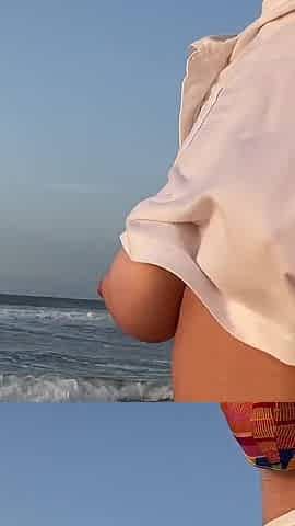 Blonde Amateur with Big Tits Is Walking Without a Bra