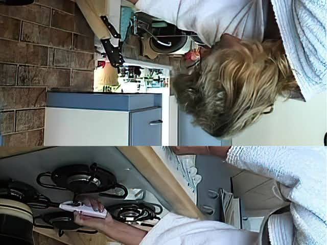 Young Girl does striptease with old mature woman OldNanny