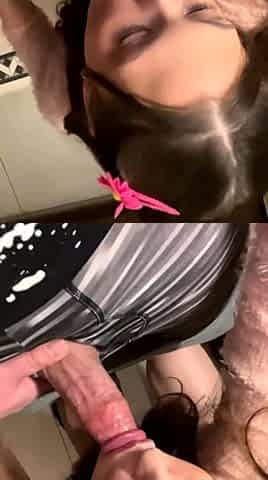 Wet and messy amateur blowjob and handjob