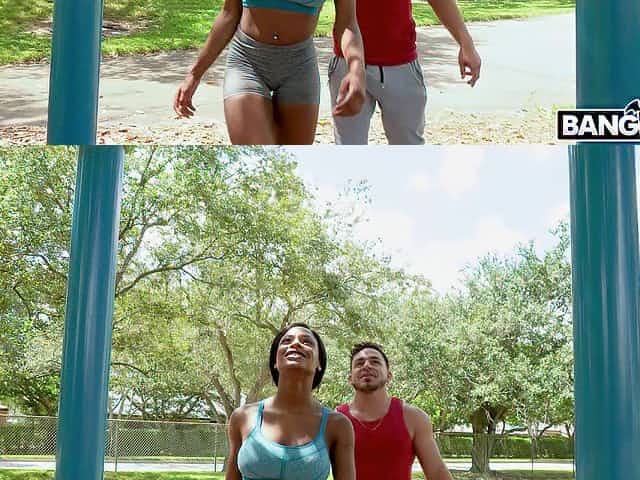 Muscular dude fucks tight pussy of fit ebony model Sarai Minx