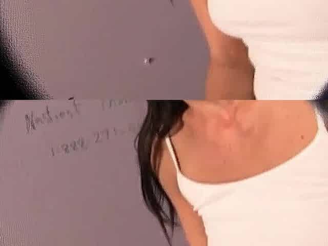 Slender Brunette hair Gives Her 1st Gloryhole