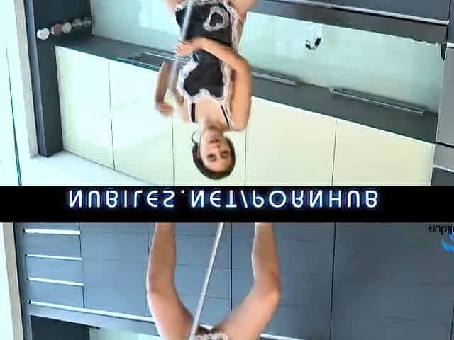Shy teen plays nasty maid