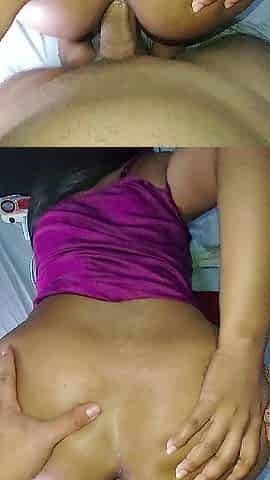 Increible vista de este enorme culo de ebano bien abierto recibiendo anal duro