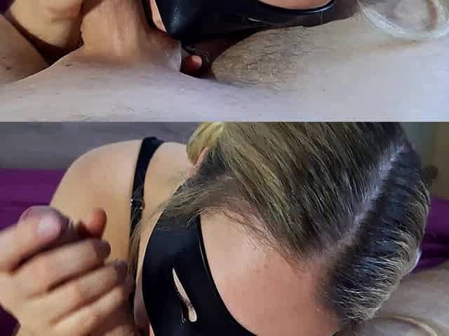 Sexy Blowjob From Hot Wife in Black Underwear Lingerie
