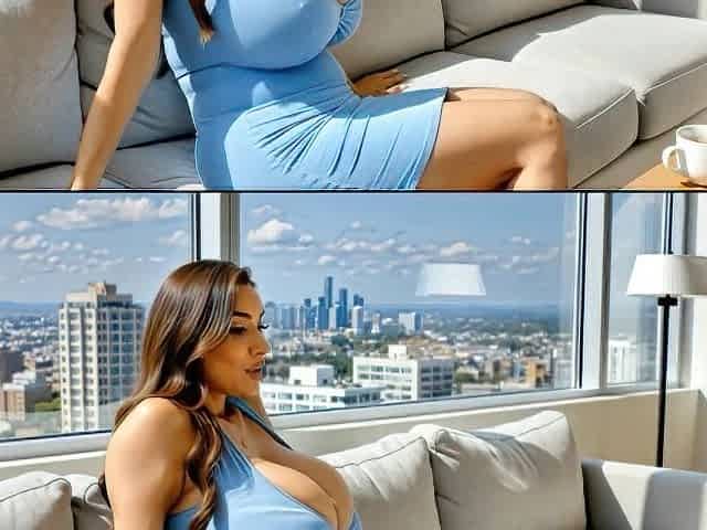 large tits lactating woman gets proposition from her neighbour.