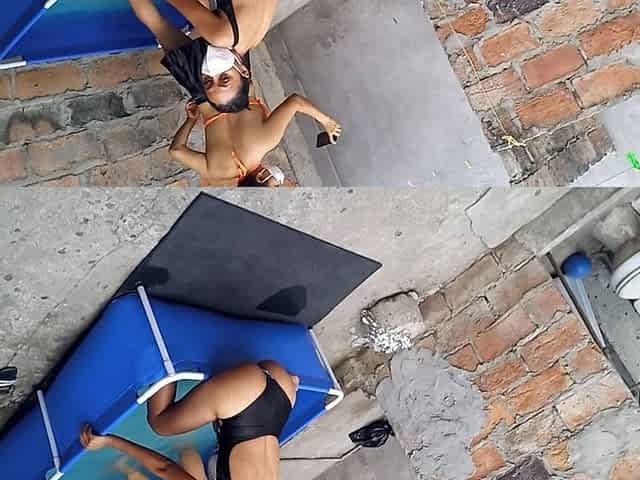 My Neighbor Is in the Pool Wearing a Very Tempting and Sexy Bikini. She's Hot.