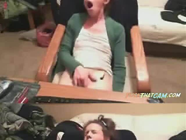 Cute slut is alone in her dorm room so she fingers her tight pussy