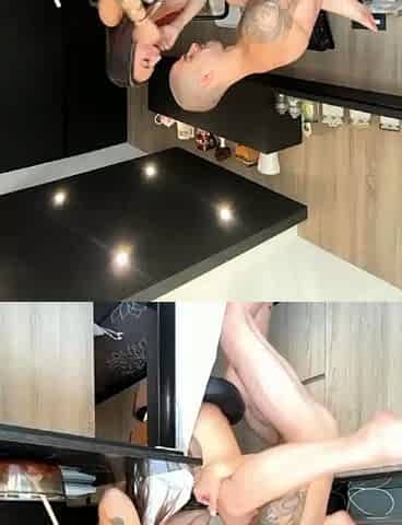 Horny slut get facial after hard pounding in the kitchen liv