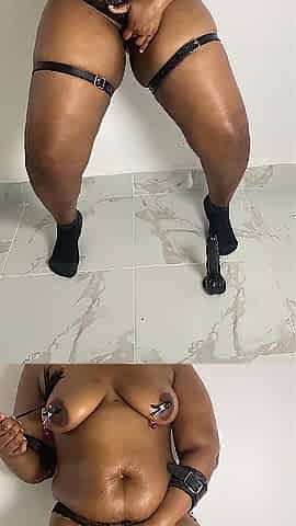 Solo Ebony Cutie Indulging in Oiled Joy