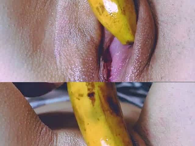 Asian Teen Masturbates with Banana on Webcam