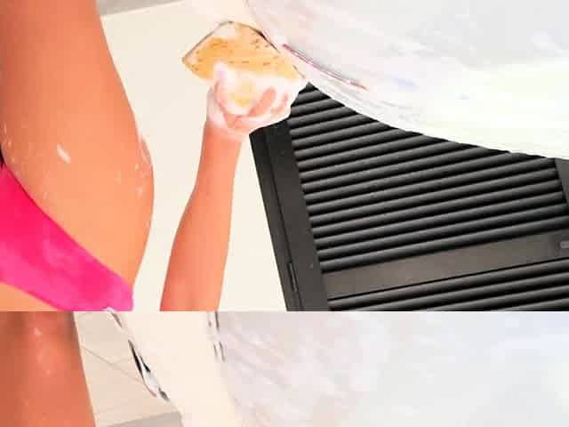 MILF CAR WASH Slutty busty milf washes her neighbor's car