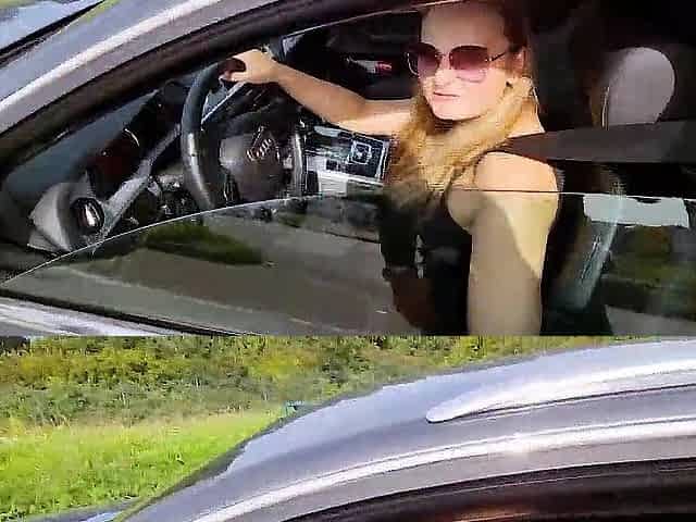 STROKING WHILST DRIVING?! PERVERT HITCHHIKER BRAVELY CUMS IN THE CAR!