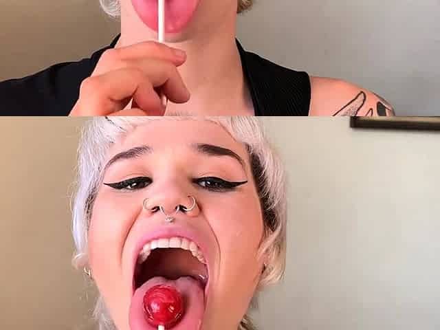 Alt Long Tongue Mouth Fetish - Lollipop Licking And Sucking