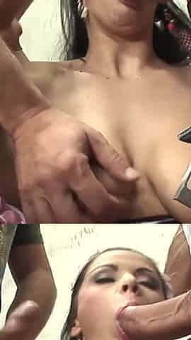 Anastasia Brill filled by two cocks together in prison
